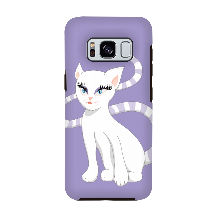 Galaxy S8 StrongFit Beautiful Cartoon Cute White Cat by Boriana Giormova