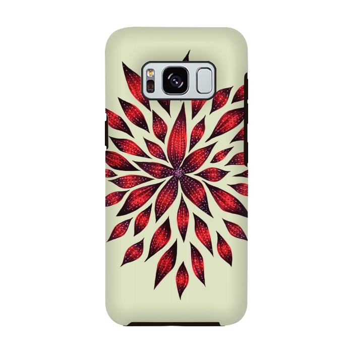 Galaxy S8 StrongFit Hand Drawn Abstract Red Ink Doodle Flower by Boriana Giormova