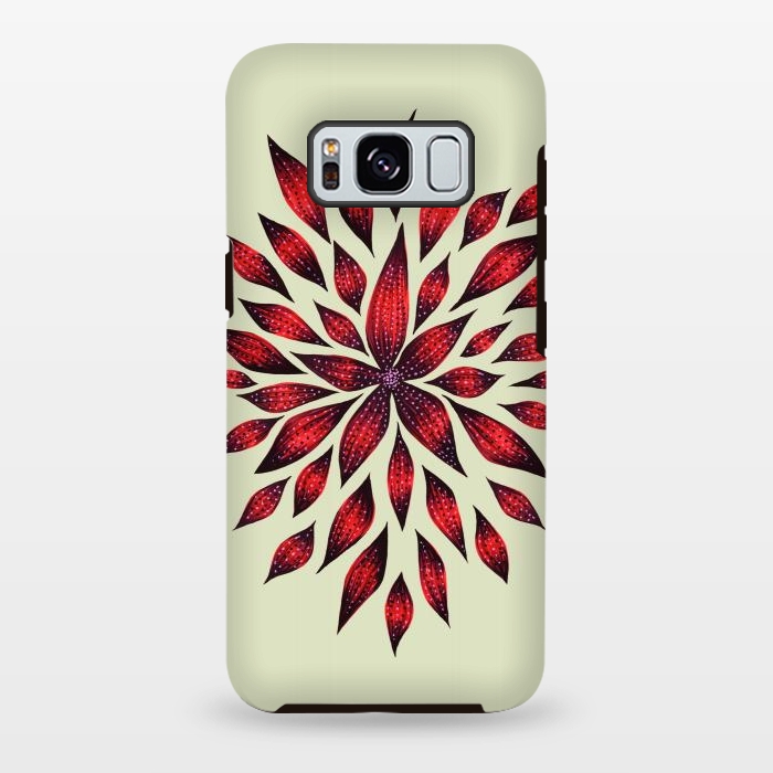 Galaxy S8 plus StrongFit Hand Drawn Abstract Red Ink Doodle Flower by Boriana Giormova