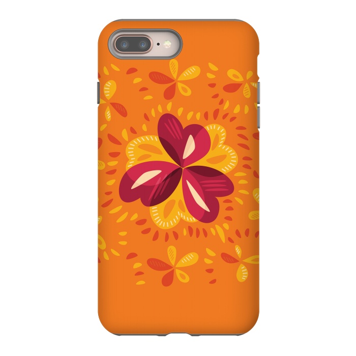iPhone 7 plus StrongFit Abstract Clovers In Pink Yellow And Orange by Boriana Giormova