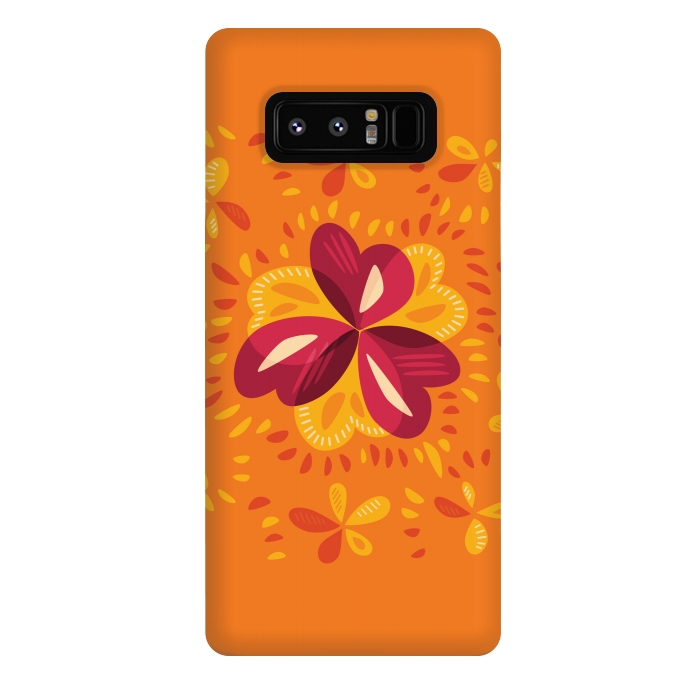Galaxy Note 8 StrongFit Abstract Clovers In Pink Yellow And Orange by Boriana Giormova