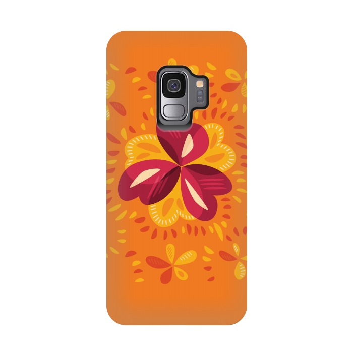 Galaxy S9 StrongFit Abstract Clovers In Pink Yellow And Orange by Boriana Giormova