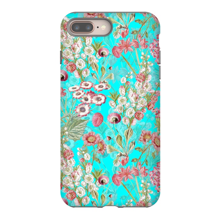 iPhone 7 plus StrongFit White & Pink Flowers on Teal by  Utart