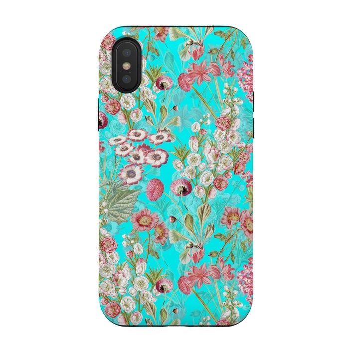 iPhone Xs / X StrongFit White & Pink Flowers on Teal by  Utart