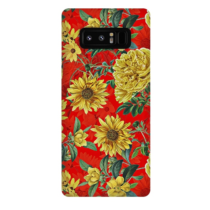 Galaxy Note 8 StrongFit Sunflowers and Roses on Red by  Utart