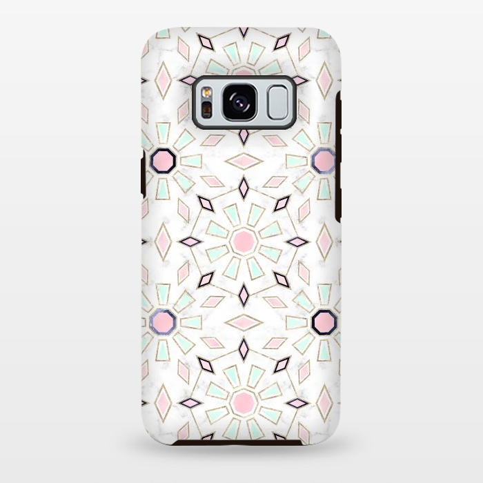 Galaxy S8 plus StrongFit Modern gold Moroccan geometric flower marble image  by InovArts
