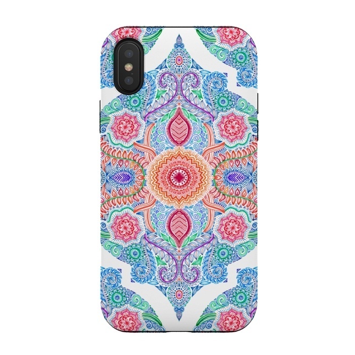 iPhone Xs / X StrongFit Ink and Symmetry in Rainbow Brights by Micklyn Le Feuvre