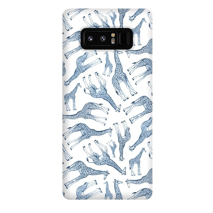 Galaxy Note 8 StrongFit Little Giraffes in Monochrome Blue and White by Micklyn Le Feuvre