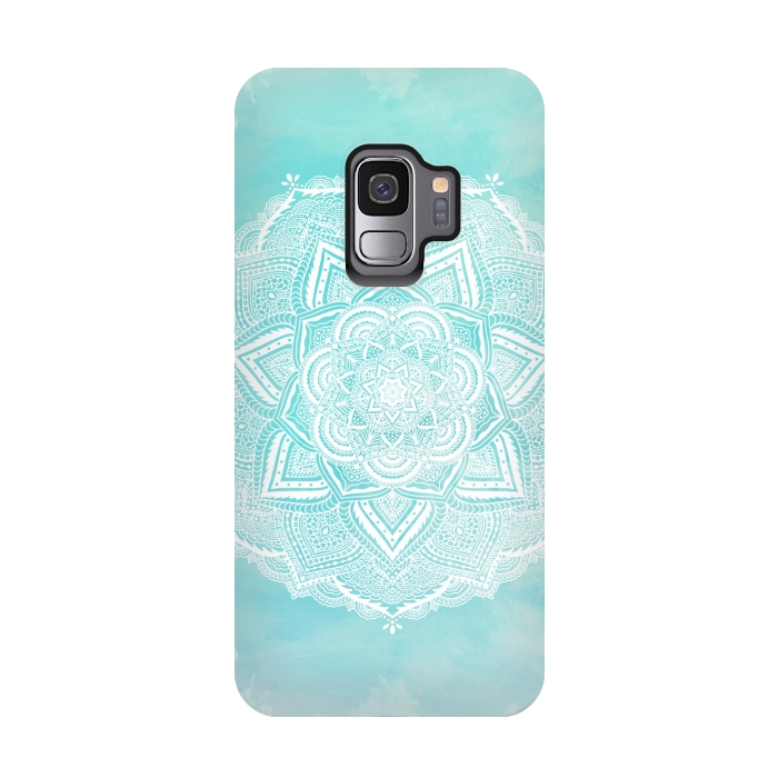 Galaxy S9 StrongFit Mandala flower turquoise by Jms
