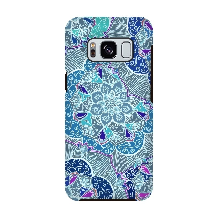 Galaxy S8 StrongFit Fresh Doodle in Teal Blue, Purple and Grey by Micklyn Le Feuvre