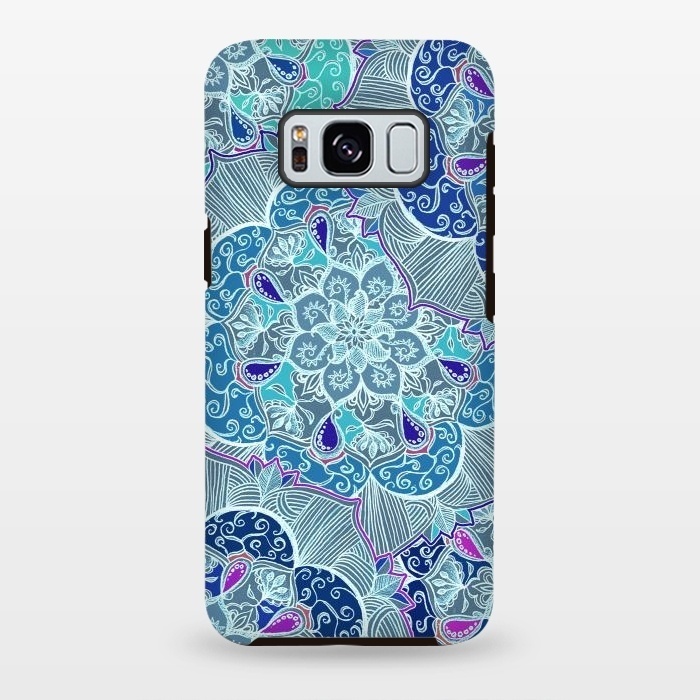 Galaxy S8 plus StrongFit Fresh Doodle in Teal Blue, Purple and Grey by Micklyn Le Feuvre