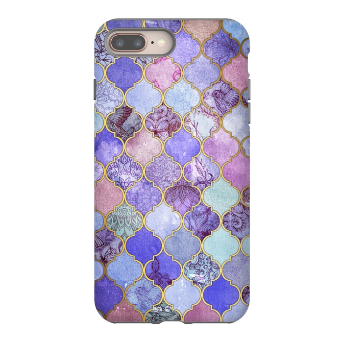 iPhone 7 plus StrongFit Royal Purple, Mauve & Indigo Decorative Moroccan Tile Pattern by Micklyn Le Feuvre