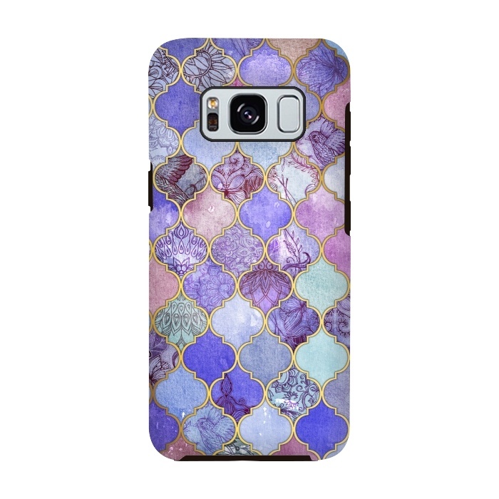 Galaxy S8 StrongFit Royal Purple, Mauve & Indigo Decorative Moroccan Tile Pattern by Micklyn Le Feuvre