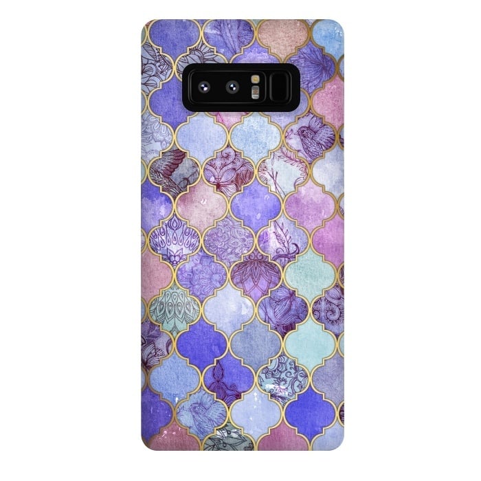 Galaxy Note 8 StrongFit Royal Purple, Mauve & Indigo Decorative Moroccan Tile Pattern by Micklyn Le Feuvre