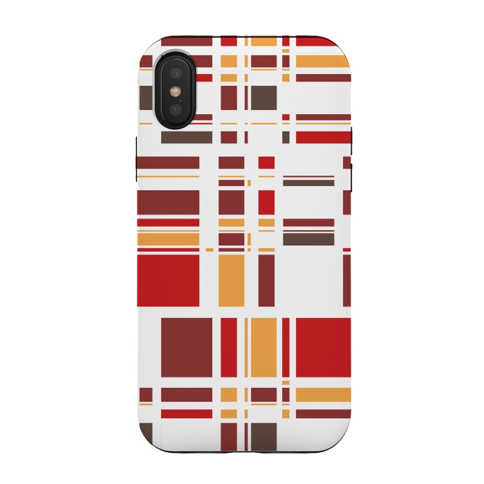 iPhone Xs / X StrongFit Fourth Dimension Red Plaid by Majoih