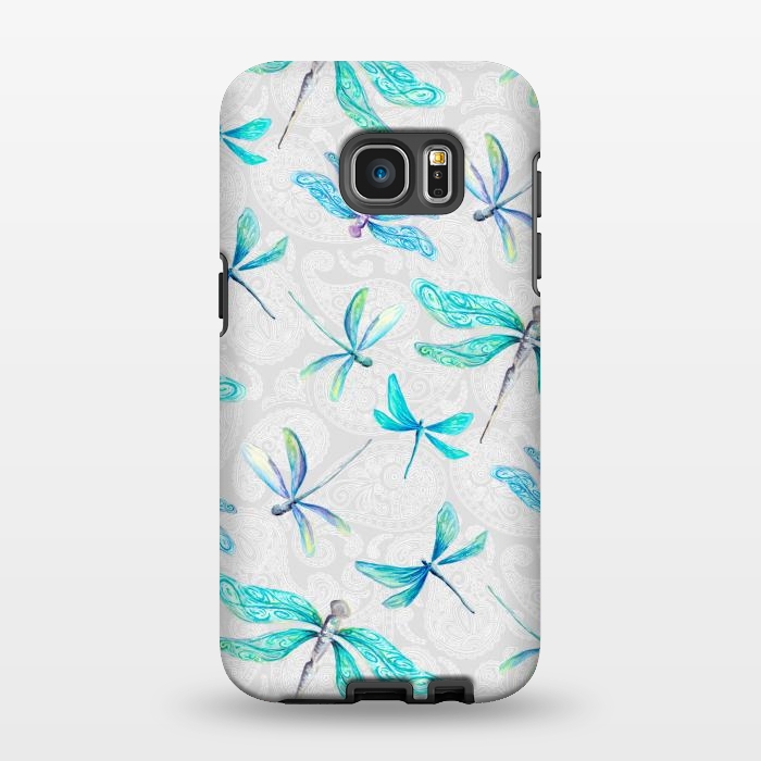 Galaxy S7 EDGE StrongFit Dragonflies on Paisley by gingerlique