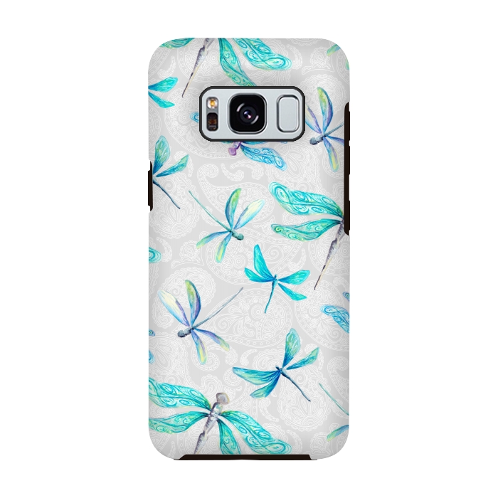 Galaxy S8 StrongFit Dragonflies on Paisley by gingerlique