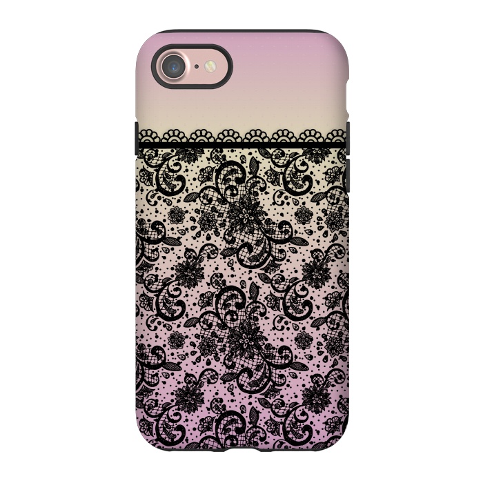 iPhone 7 StrongFit Black lace Purple Ombre by Quirk It Up