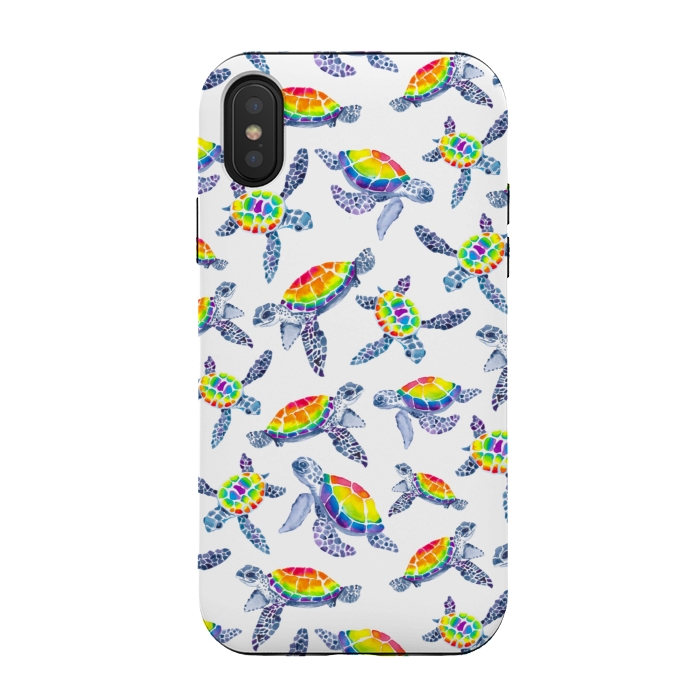 iPhone Xs / X StrongFit Technicolour Turtles by gingerlique