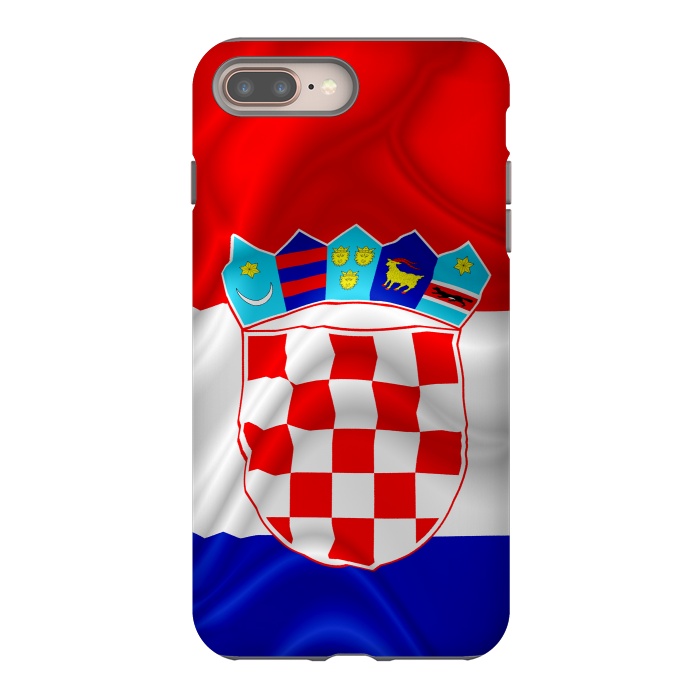 iPhone 7 plus StrongFit Croatia Flag Waving Digital Silk Satin Fabric  by BluedarkArt