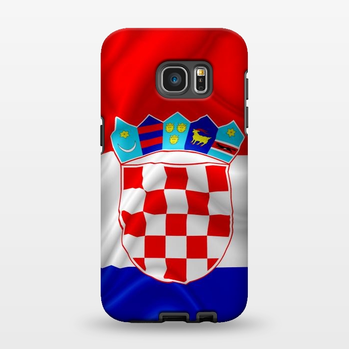 Galaxy S7 EDGE StrongFit Croatia Flag Waving Digital Silk Satin Fabric  by BluedarkArt