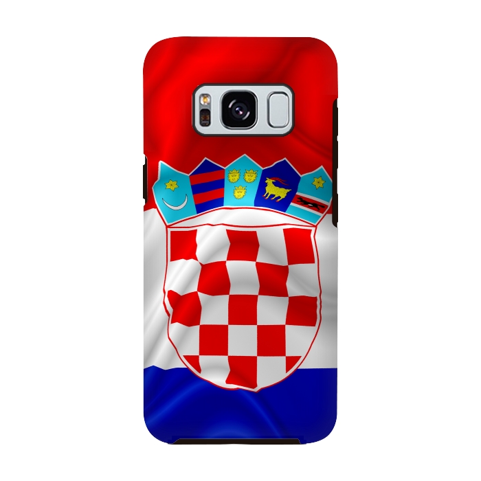 Galaxy S8 StrongFit Croatia Flag Waving Digital Silk Satin Fabric  by BluedarkArt