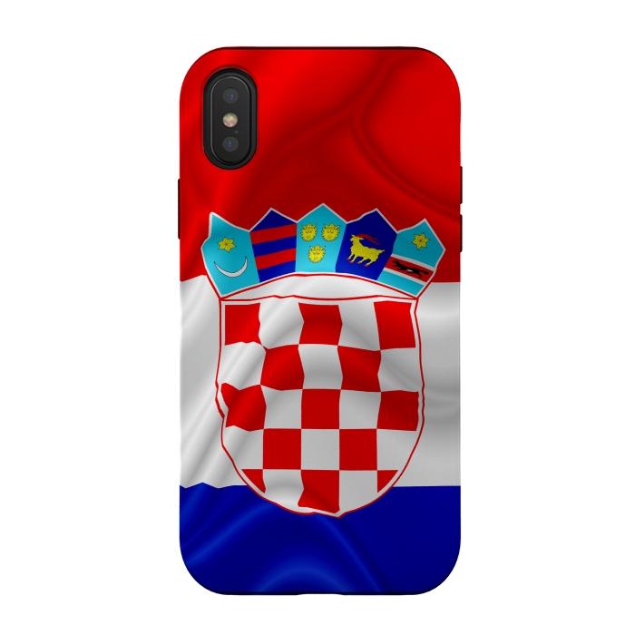 iPhone Xs / X StrongFit Croatia Flag Waving Digital Silk Satin Fabric  by BluedarkArt