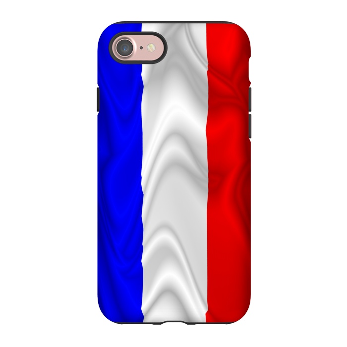 iPhone 7 StrongFit France Flag Waving Digital Silk Satin Fabric  by BluedarkArt