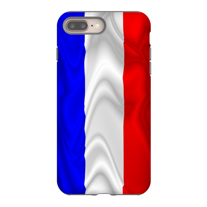 iPhone 7 plus StrongFit France Flag Waving Digital Silk Satin Fabric  by BluedarkArt