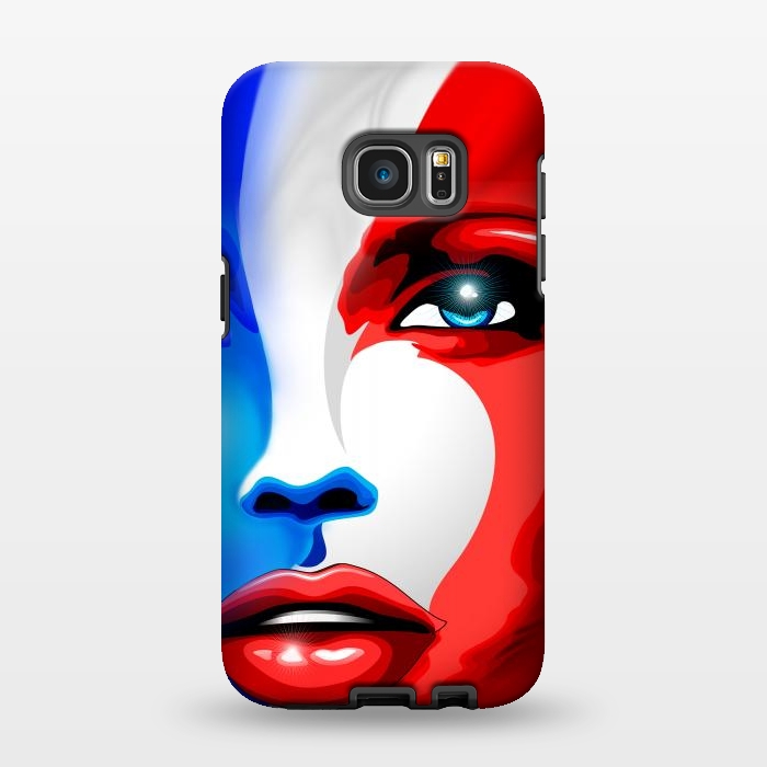 Galaxy S7 EDGE StrongFit France Flag Beautiful Girl Portrait by BluedarkArt