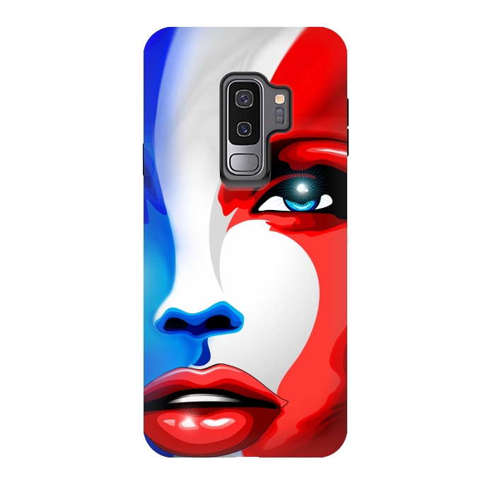 Galaxy S9 plus StrongFit France Flag Beautiful Girl Portrait by BluedarkArt