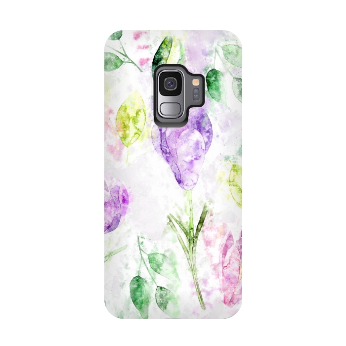 Galaxy S9 StrongFit Watercolor Flora by Creativeaxle