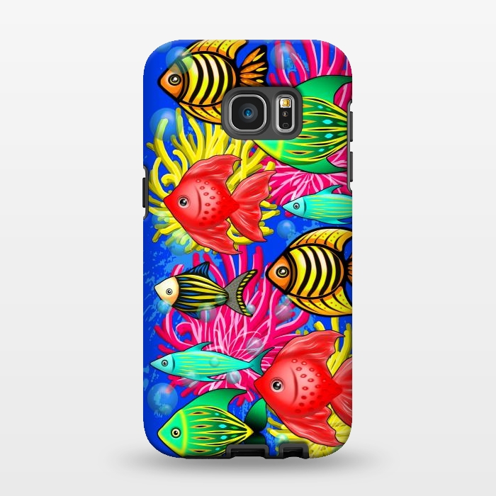 Galaxy S7 EDGE StrongFit Fish Cute Colorful Doodles  by BluedarkArt