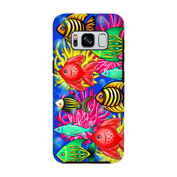 Galaxy S8 StrongFit Fish Cute Colorful Doodles  by BluedarkArt