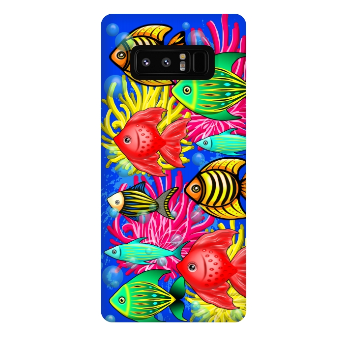 Galaxy Note 8 StrongFit Fish Cute Colorful Doodles  by BluedarkArt