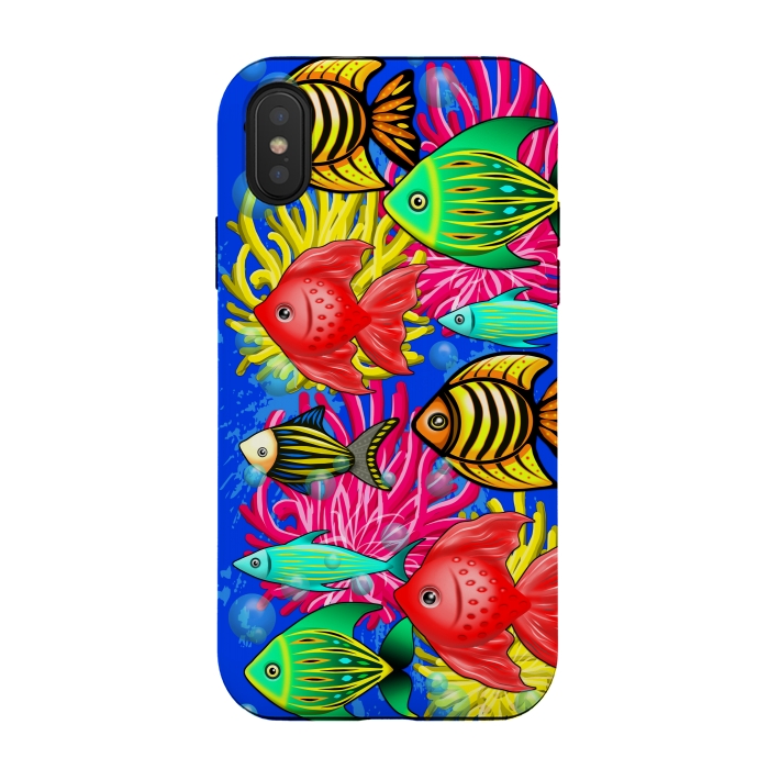 iPhone Xs / X StrongFit Fish Cute Colorful Doodles  by BluedarkArt
