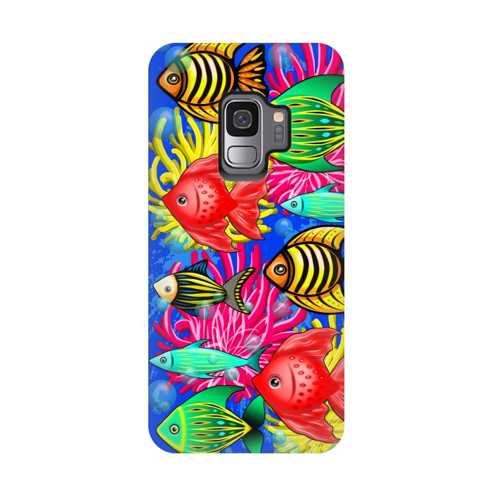 Galaxy S9 StrongFit Fish Cute Colorful Doodles  by BluedarkArt