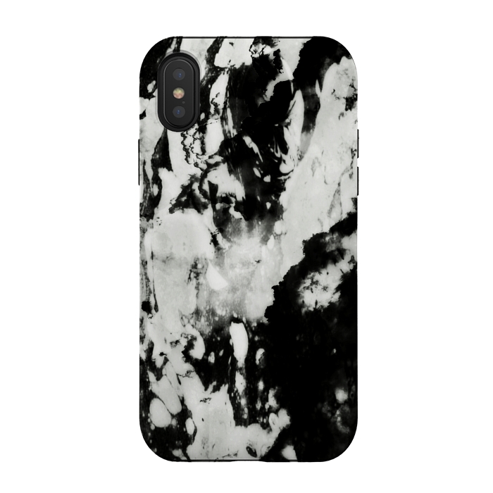 iPhone Xs / X StrongFit White black marble by Jms