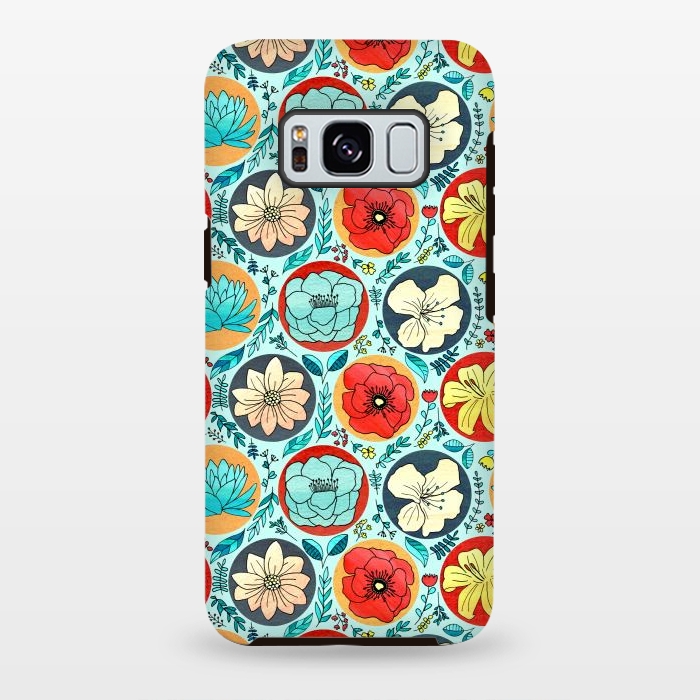 Galaxy S8 plus StrongFit Polka Dot Floral On Navy  by Tigatiga