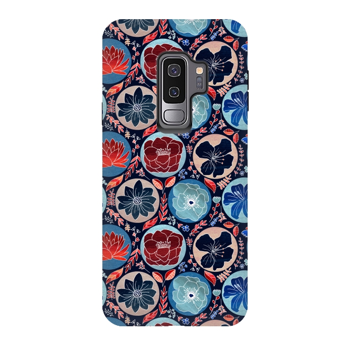 Galaxy S9 plus StrongFit Moody Polka Dot Floral  by Tigatiga