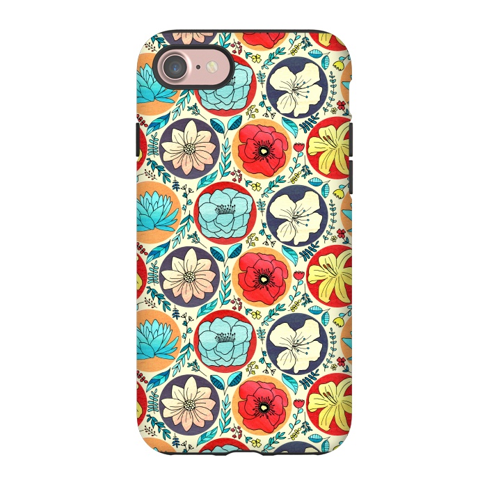 iPhone 7 StrongFit Polka Dot Floral On Cream by Tigatiga