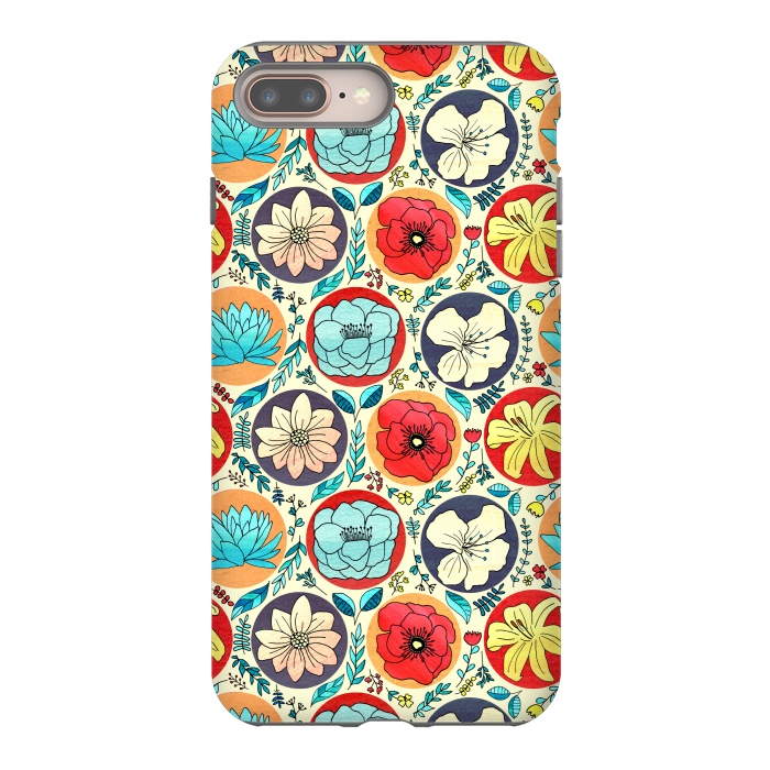 iPhone 7 plus StrongFit Polka Dot Floral On Cream by Tigatiga