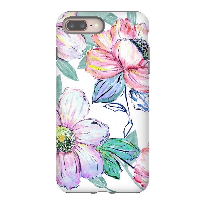 iPhone 7 plus StrongFit Romantic watercolor flowers hand paint design by InovArts