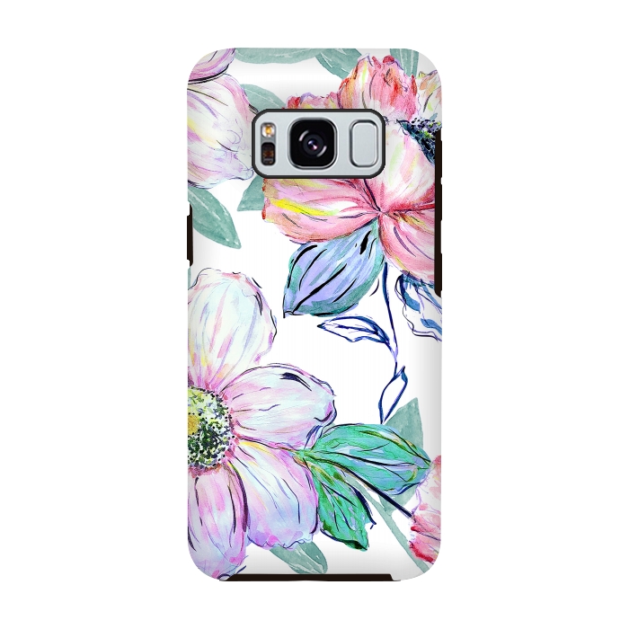 Galaxy S8 StrongFit Romantic watercolor flowers hand paint design by InovArts