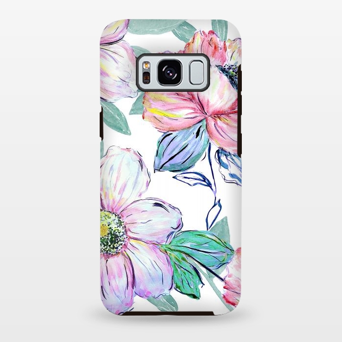 Galaxy S8 plus StrongFit Romantic watercolor flowers hand paint design by InovArts