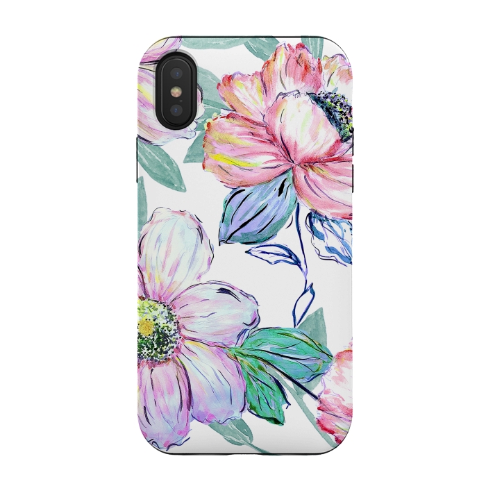 iPhone Xs / X StrongFit Romantic watercolor flowers hand paint design by InovArts