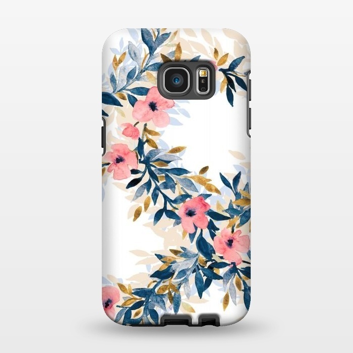 Galaxy S7 EDGE StrongFit Fresh Pink Watercolor Floral Wreaths by Micklyn Le Feuvre