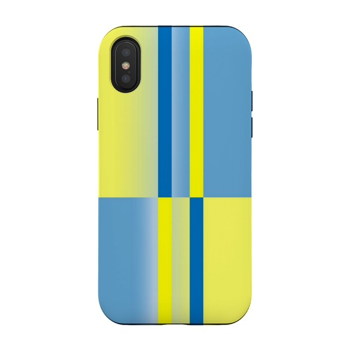iPhone Xs / X StrongFit yellow blue lines pattern by MALLIKA