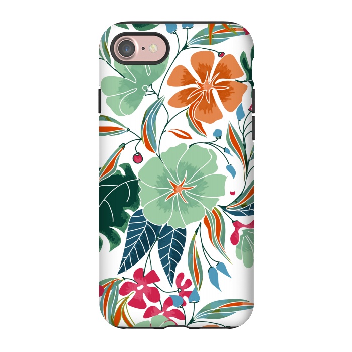 iPhone 7 StrongFit Minty + Rust Floral by Uma Prabhakar Gokhale