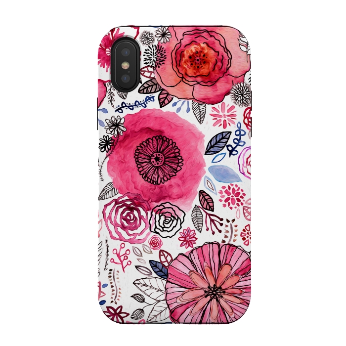 iPhone Xs / X StrongFit Pink Floral Mix  by Tigatiga